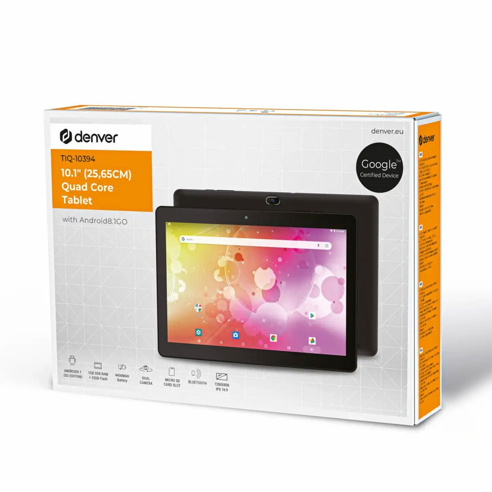 Denver TIQ-10394 Tablet 10.1" with Android 8.1 GO - 1 RAM & 32 GB - 4.400mAh - Black