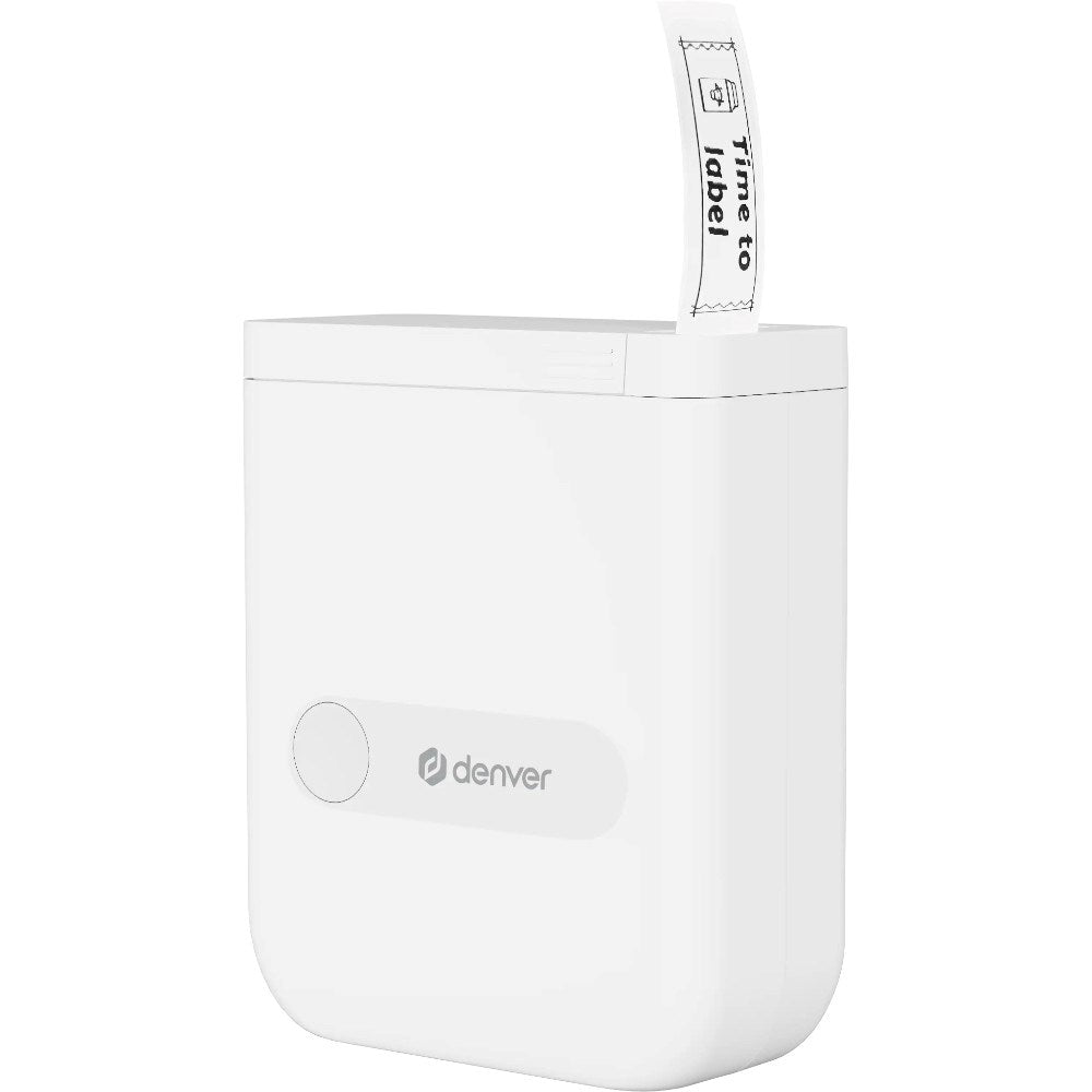 Denver MBP-16 Mini Bluetooth Thermal Printer with 4x Thermal Sticker Paper - White