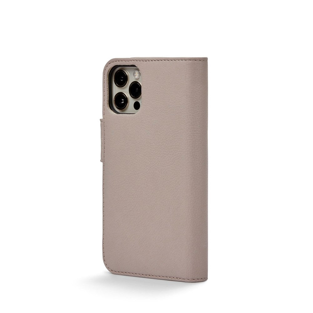 Trunk iPhone 12 Mini Genuine Leather Flip Case with Removable Back Case - Pink