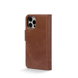 Trunk iPhone 12 Pro Max Genuine Leather Flip Case with Removable Back Case - Brown