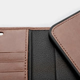 Trunk iPhone 13 Pro Genuine Leather Flip Case with Removable Back Case - Brown