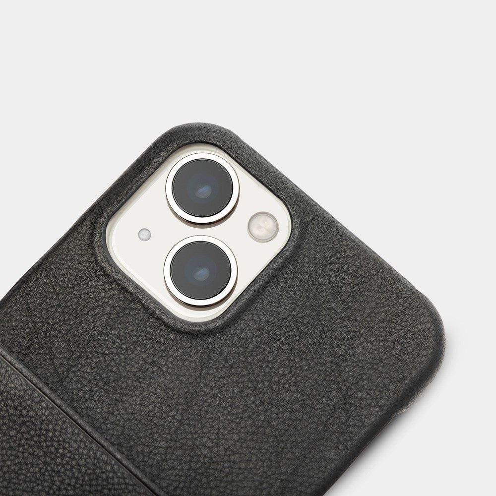 Trunk iPhone 13 Genuine Leather Case with Card Pocket - Black