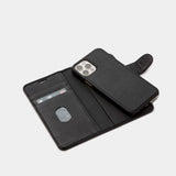 Trunk iPhone 13 Pro Max Genuine Leather Flip Case with Removable Back Case - Black