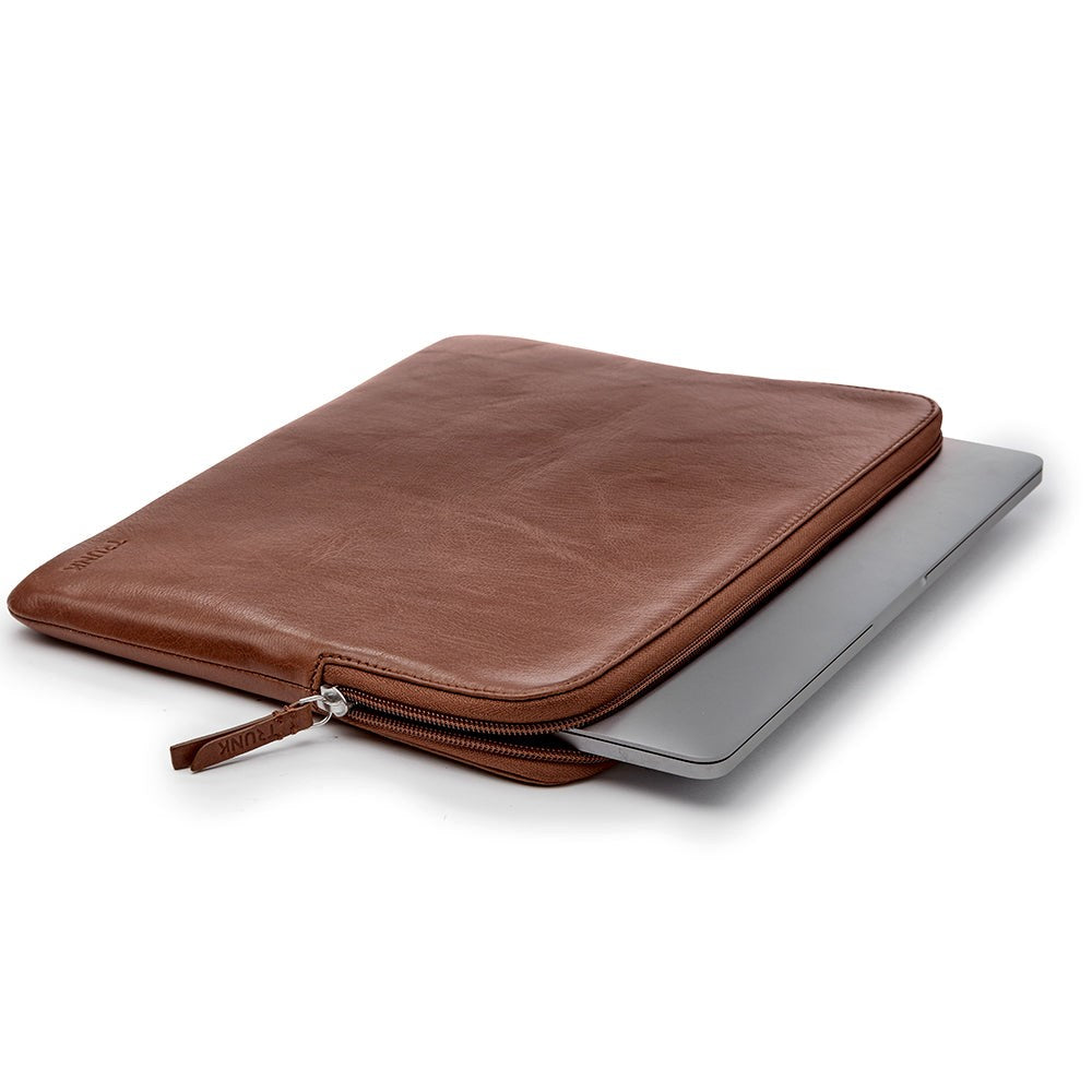 Trunk Genuine Leather Sleeve for MacBook 14" (33 x 23,5 x 2 cm) - Brown