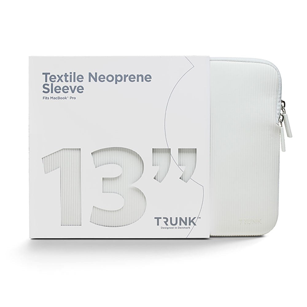 Trunk Neoprene Sleeve For MacBook & Laptop 13" w. Fluted Design (32 x 22.5 x 2 cm) - Moonlight White