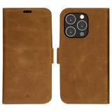 iPhone 14 Pro dbramante1928 Lynge Genuine Leather Magnet Flip Case - Tan