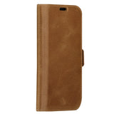 iPhone 14 Pro Max dbramante1928 Lynge Genuine Leather Magnet Flip Case - Tan