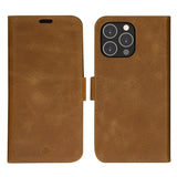 iPhone 14 Pro Max dbramante1928 Lynge Genuine Leather Magnet Flip Case - Tan