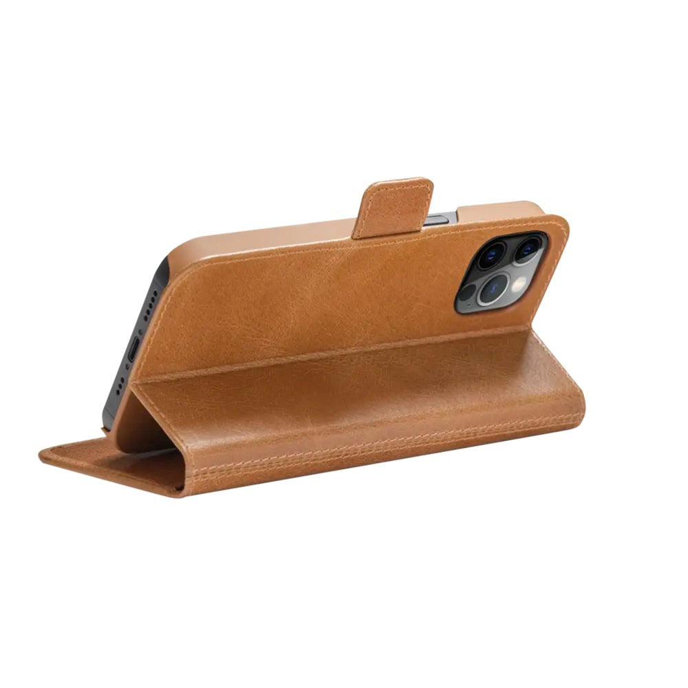 iPhone 12 / 12 Pro dbramante1928 Copenhagen Genuine Leather Magnet Flip Case - Tan