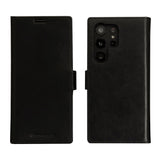 Samsung Galaxy S23 Ultra Lynge Genuine Leather Magnet Flip Case - Black