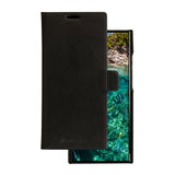 Samsung Galaxy S23 Ultra Lynge Genuine Leather Magnet Flip Case - Black