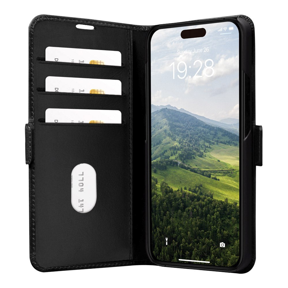 iPhone 15 Plus dbramante1928 Copenhagen Slim Genuine Leather Case w. Wallet - Black