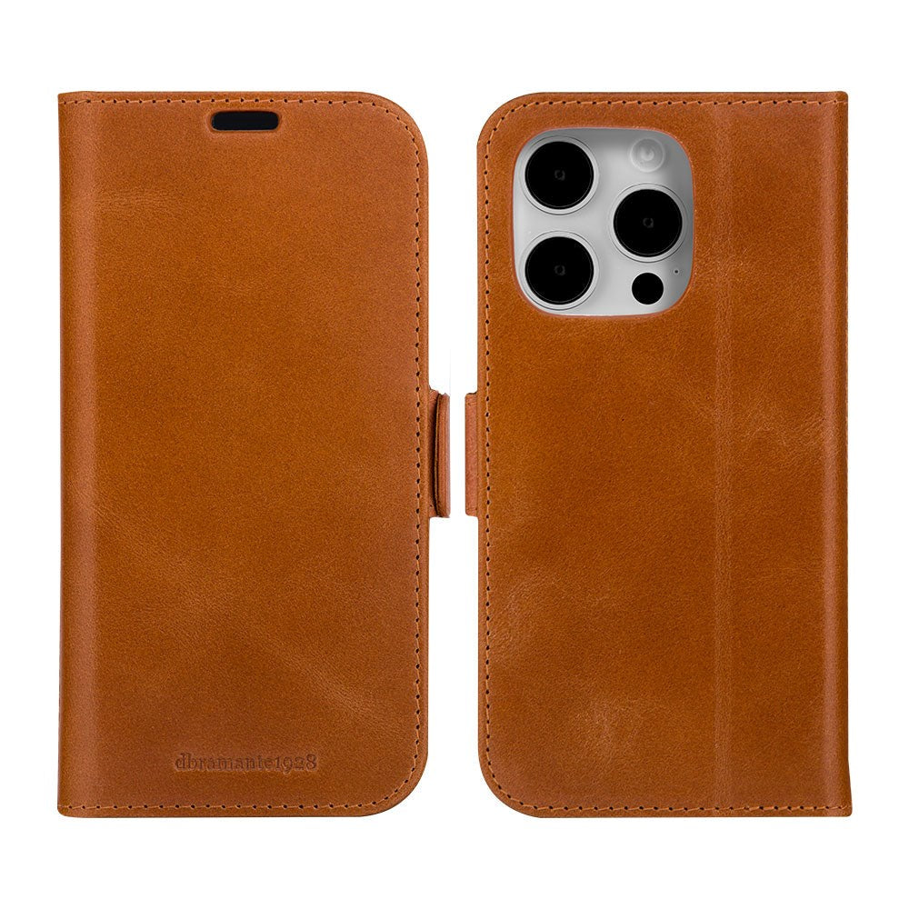 iPhone 15 Pro dbramante1928 Copenhagen Slim Genuine Leather Case w. Wallet - Tan