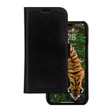 iPhone 15 Pro dbramante1928 Lynge Genuine Leather Magnet Flip Case - Black