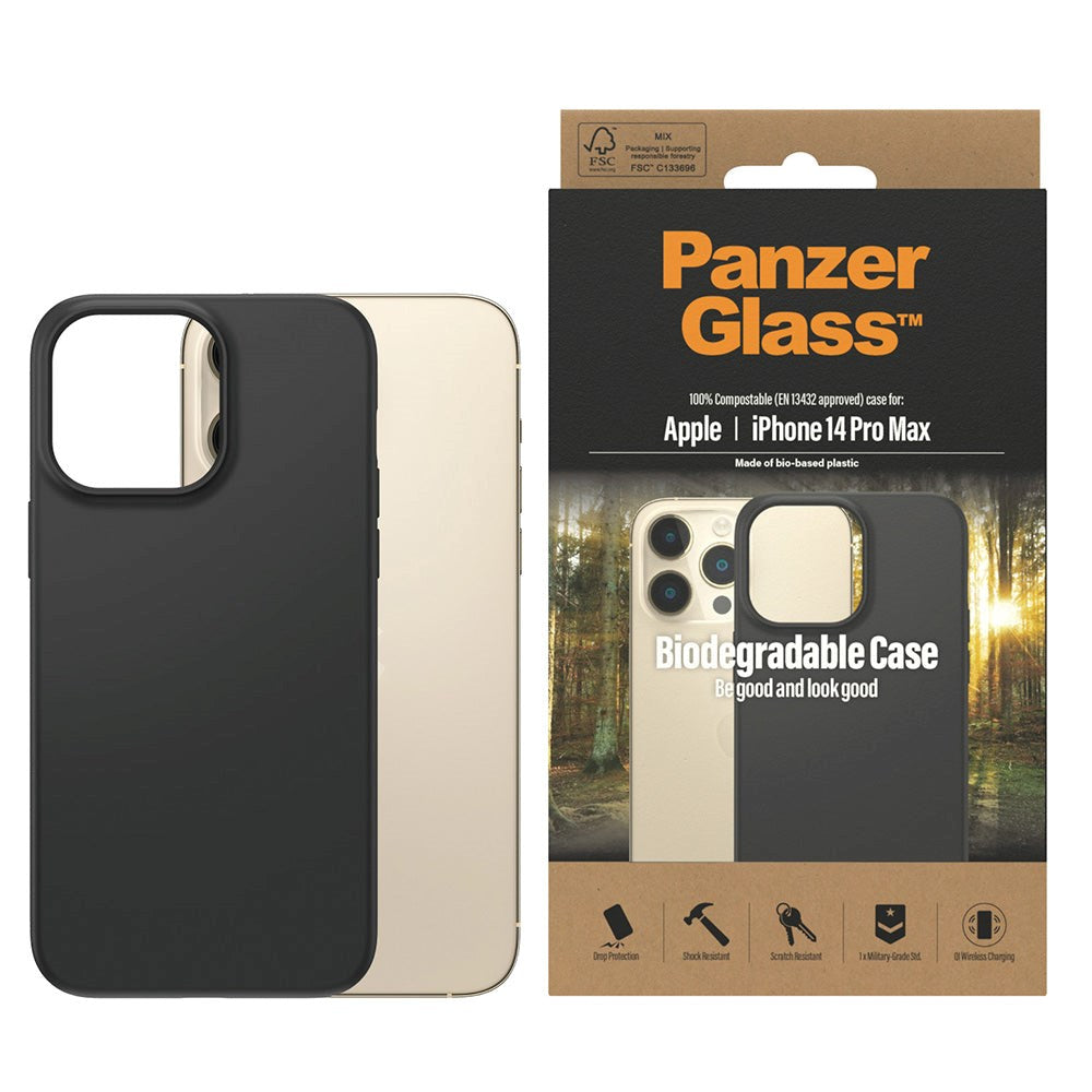 iPhone 14 Pro Max PanzerGlass Biodegradeable Case - 100% Plant-Based - Black