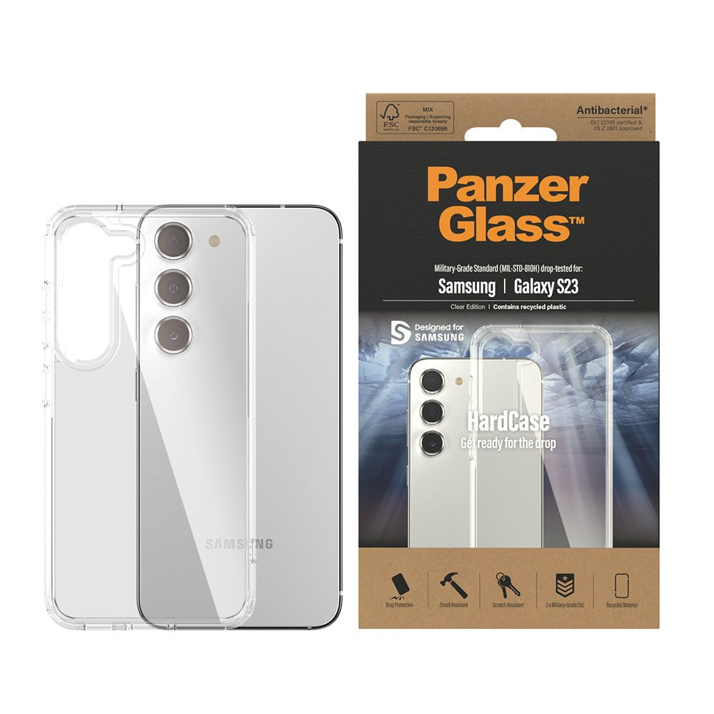 Samsung Galaxy S23 Back Case PanzerGlass HardCase Antibacterial - Transparent