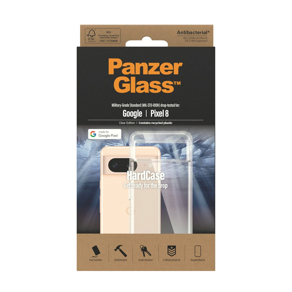 Google Pixel 8 Back Case PanzerGlass HardCase Antibacterial - Transparent