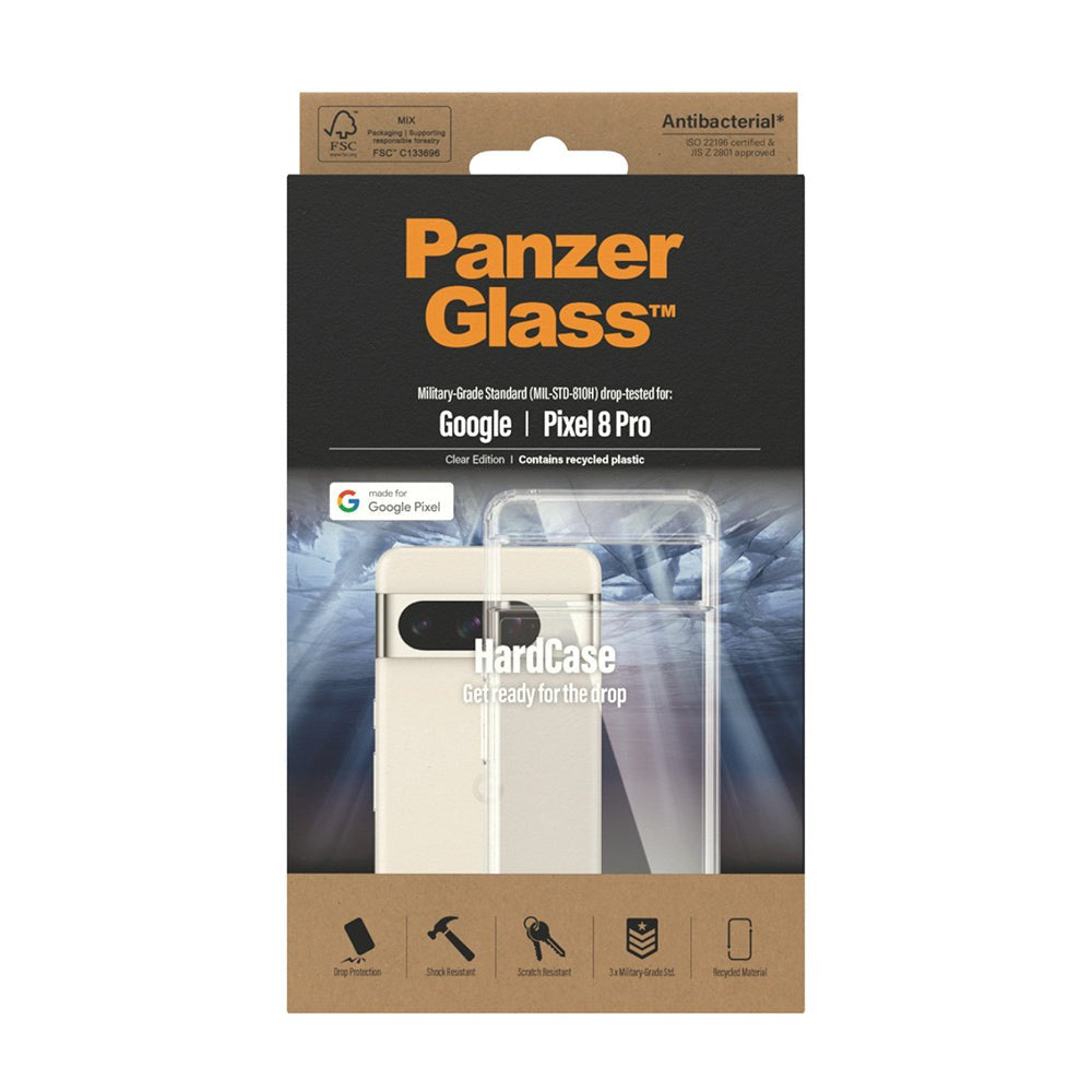 Google Pixel 8 Pro Back Case PanzerGlass HardCase Antibacterial - Transparent