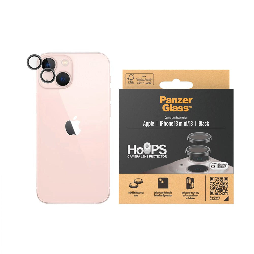 iPhone 13 / 13 Mini PanzerGlass Hoops - Camera Protection Glass - Transparent / Black