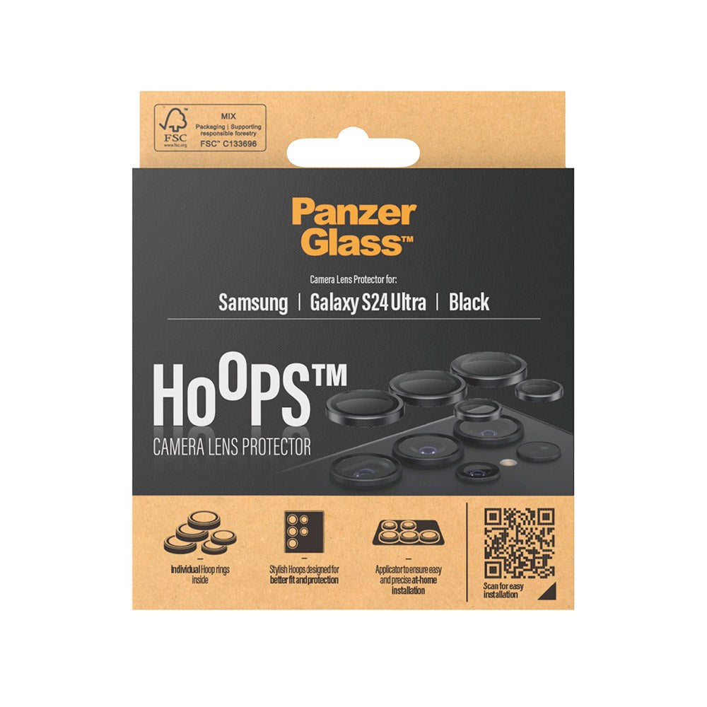 Samsung Galaxy S24 Ultra PanzerGlass Hoops - Camera Protection - Transparent / Black