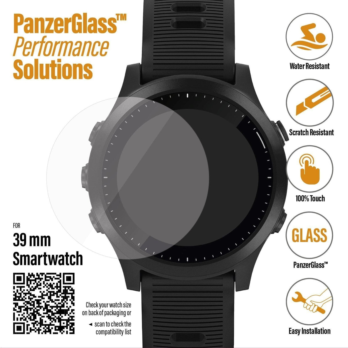 PanzerGlass 39mm Smartwatch Tempered Glass - Transparent