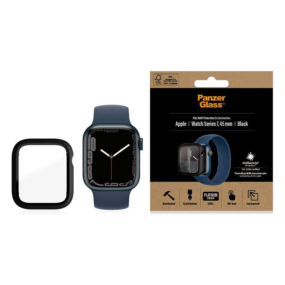 PanzerGlass Apple Watch 7 (45mm) Full Body Protection Case w. Built-in Screen Protection w. Anti-Bacterial - Black