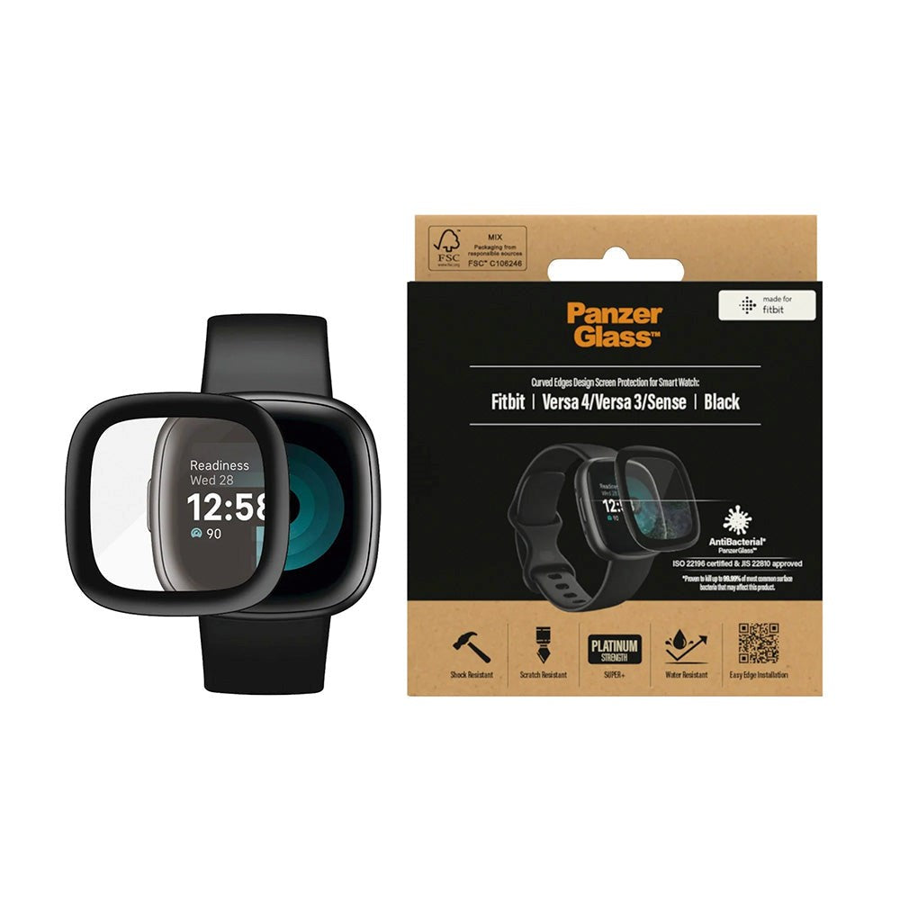 Fitbit Versa 4 / Versa 3 / Sense PanzerGlass Tempered Glass - Black Edge