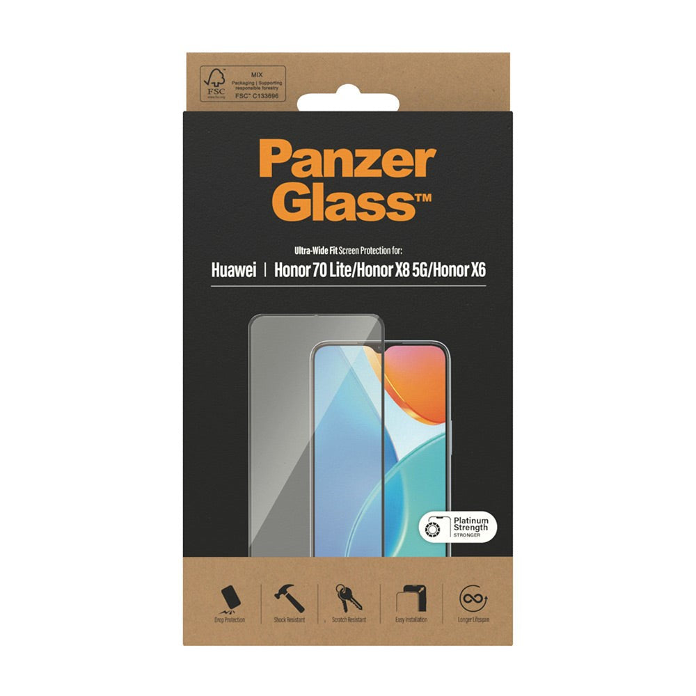 Honor 70 Lite PanzerGlass Ultra Wide Fit Screen Protector - Platinum Strength - Black Edge