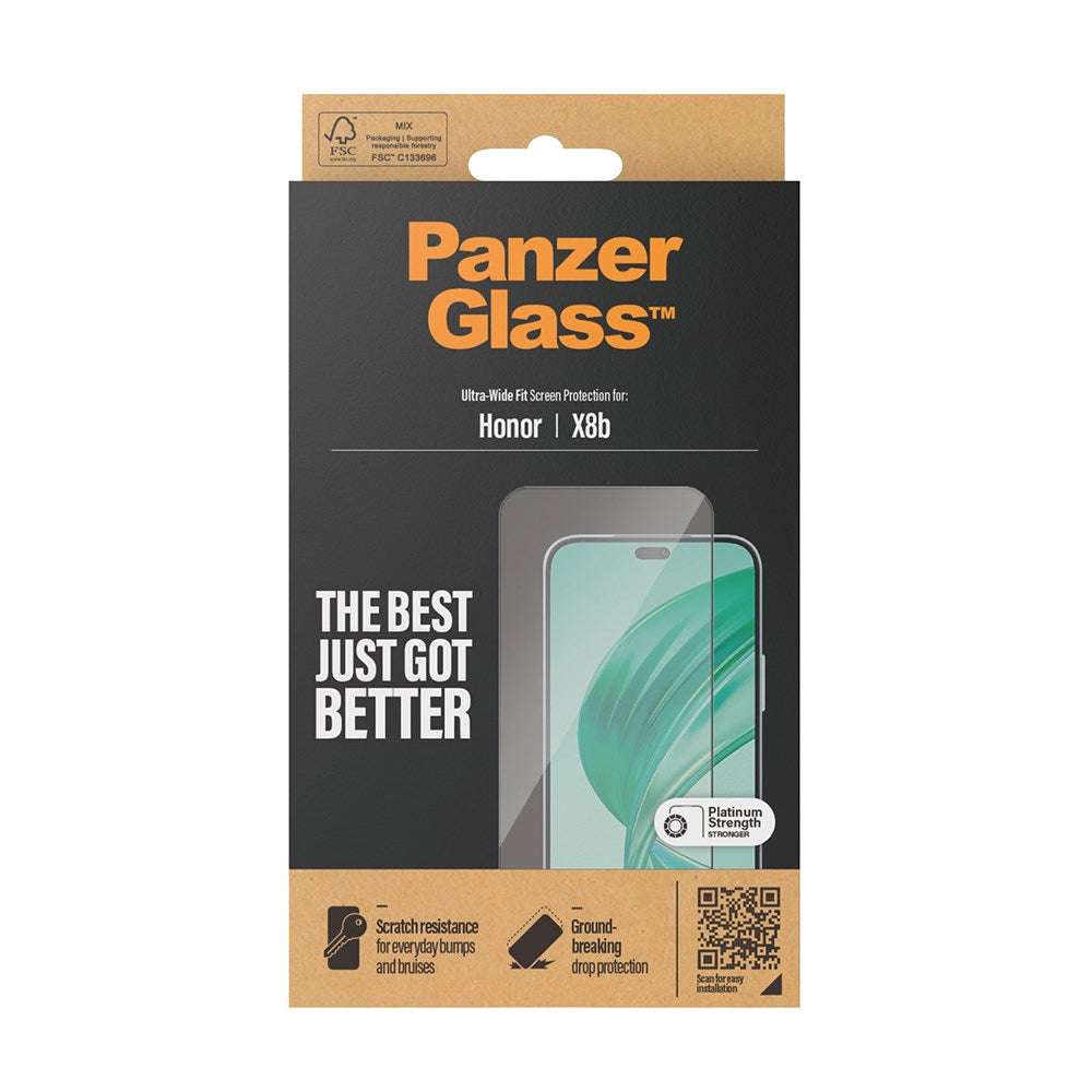 Honor X8b PanzerGlass Ultra Wide Fit Screen Protector - Platinum Strength - Black Edge