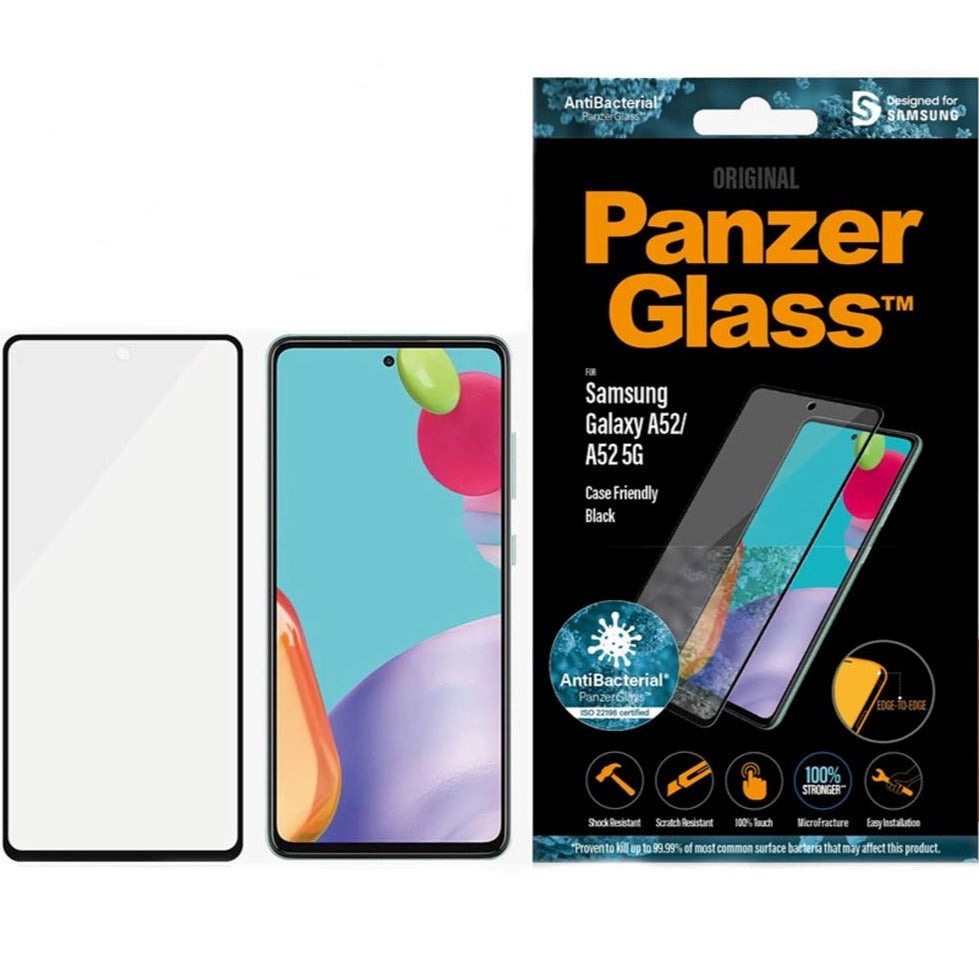 Samsung Galaxy A52s 5G / A52 (4G / 5G) PanzerGlass AntiBacterial Edge-to-Edge Screen Protector - Case Friendly - Black Edge