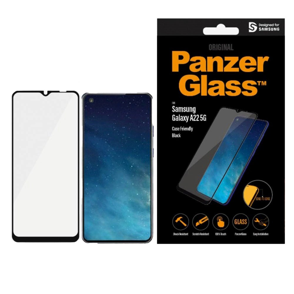 Samsung Galaxy A22 (5G) PanzerGlass Screen Protector - Case Friendly - Black (DEMO)