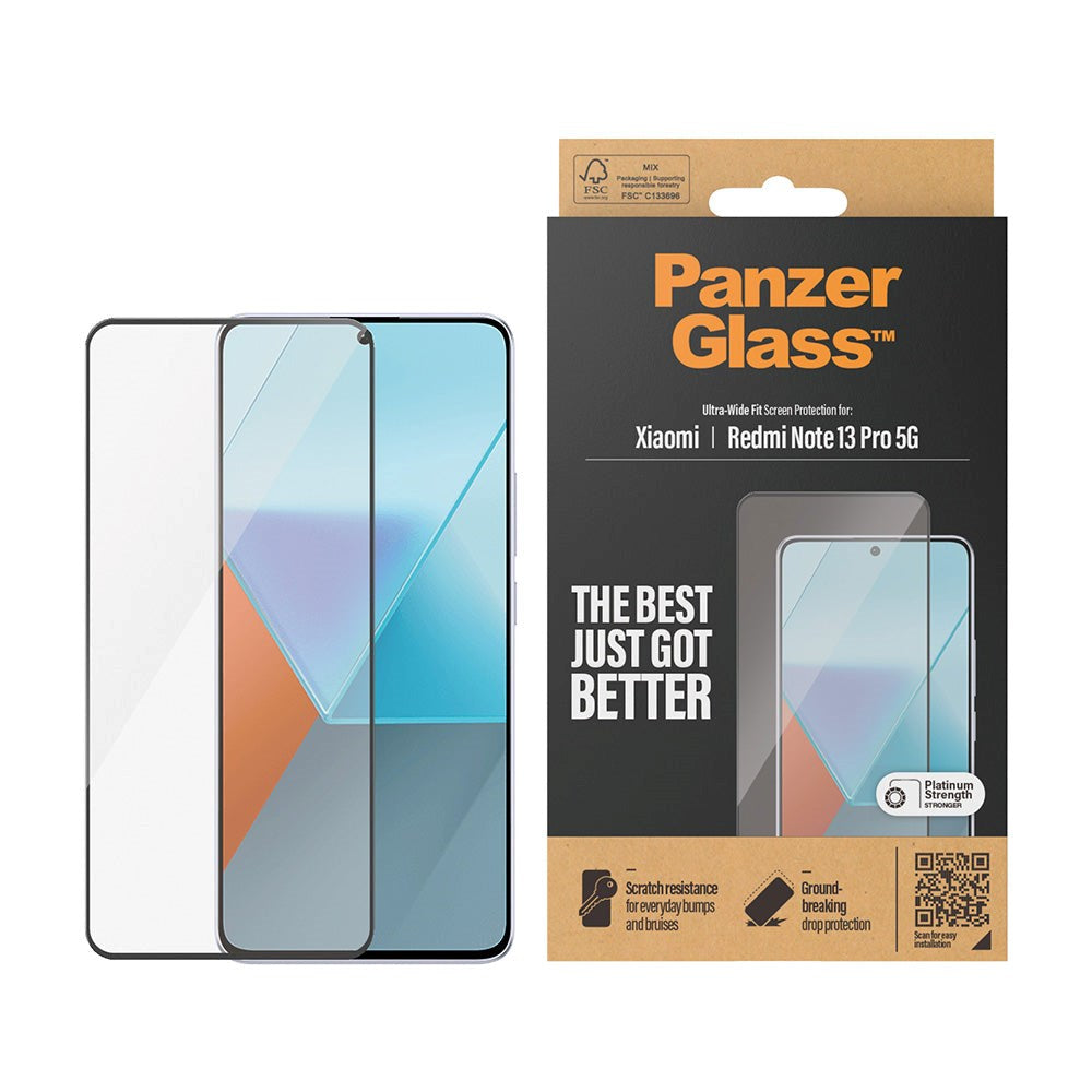 Xiaomi Redmi Note 13 Pro (5G) PanzerGlass Ultra Wide Fit Screen Protector - Platinum Strength - Black Edge