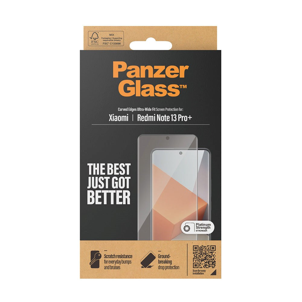 Xiaomi Redmi Note 13 Pro+ (Plus) PanzerGlass Ultra Wide Fit Screen Protector - Platinum Strength - Black Edge