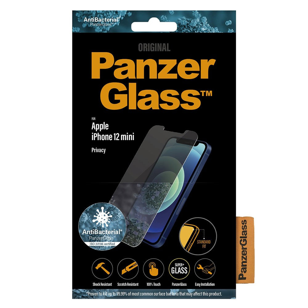 iPhone 12 Mini PanzerGlass Antibacterial Standard Fit Screen Protector - Privacy Glass - Transparent