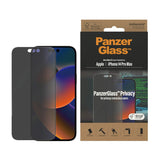 iPhone 14 Pro Max PanzerGlass AntiBacterial Ultra-Wide Fit Screen Protector- Privacy - Diamond Strength - Transparent / Black