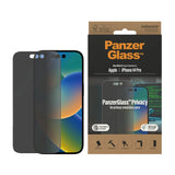 iPhone 14 Pro PanzerGlass AntiBacterial Ultra Wide Fit Screen Protector - Privacy Filter - W. Applicator - Diamond Strength - Black Edge