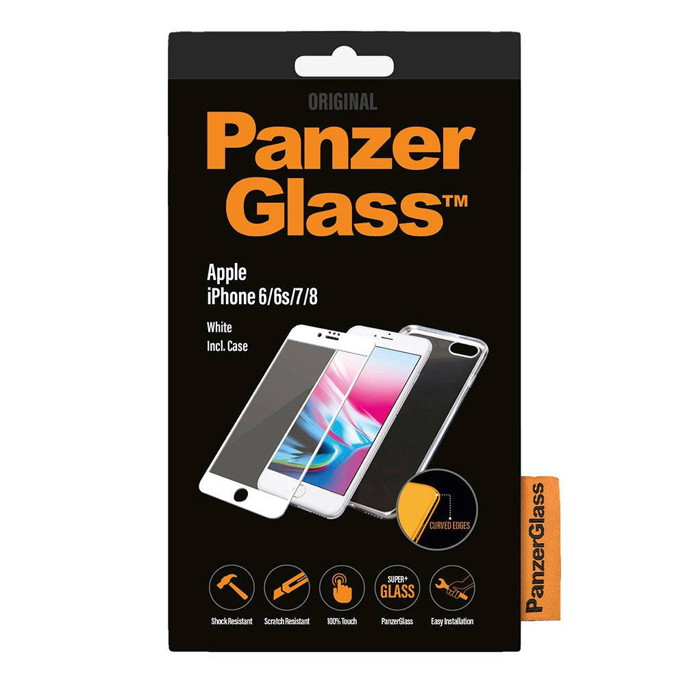 iPhone SE 2022 / 2020 / 8 / 7 PanzerGlass 360⁰ Protection (Glass w. White Edge + Back Case)