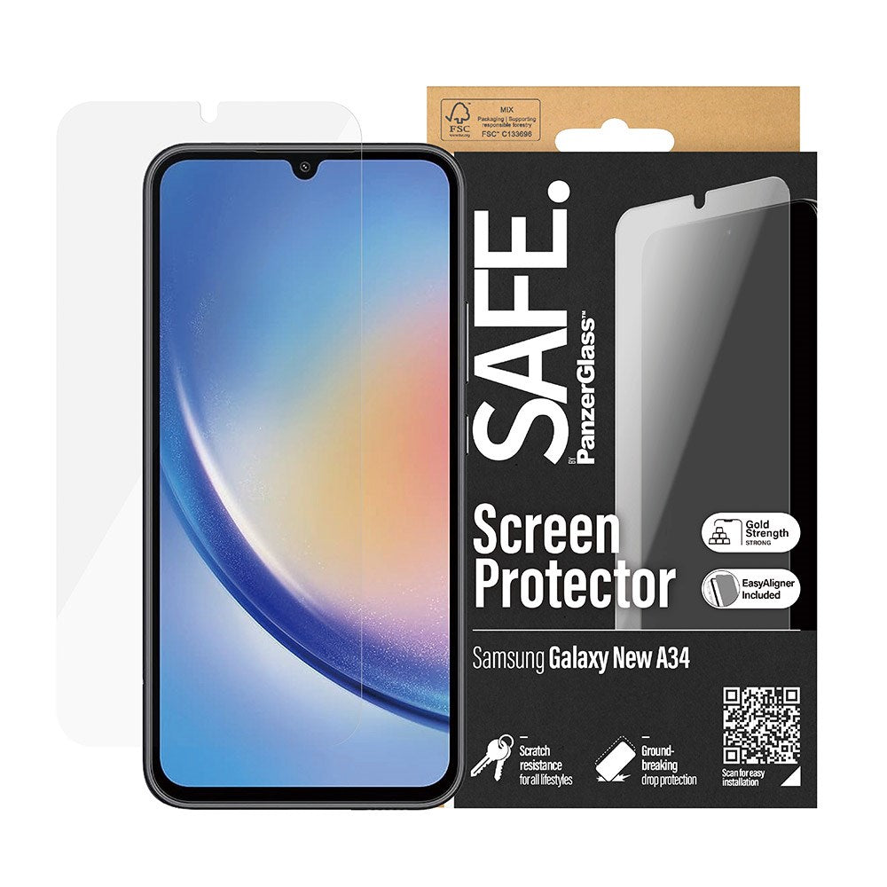 Samsung Galaxy A35 (5G) Safe By PanzerGlass® Ultra-Wide Fit Screen Protector - Case Friendly - Gold Strength - Transparent