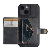 iPhone 13 Leather Covered Case with Wallet - Black