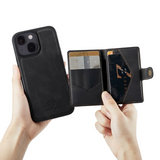 iPhone 13 Leather Covered Case with Wallet - Black