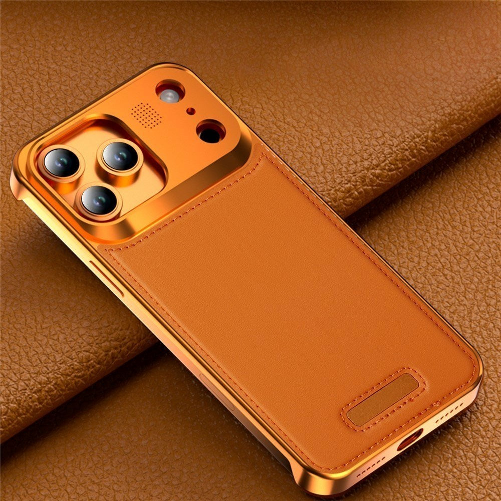 iPhone 17 Pro EIDERWOOD Stylish Metal Case with Faux Leather - Black