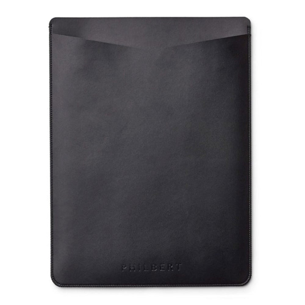 Philbert UltraSlim Vegan Leather Sleeve w. Strap for MacBook / Laptop 13" (31,0 x 22,5 x 2 cm) - Black