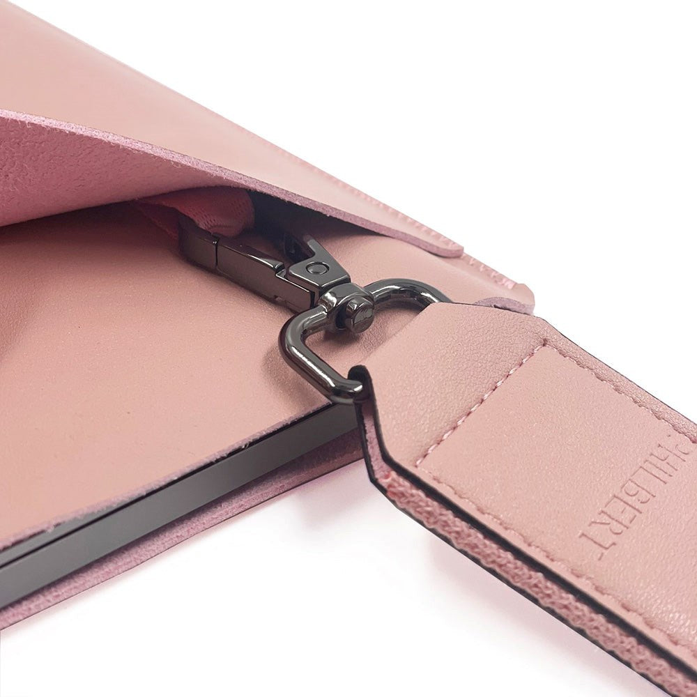 Philbert UltraSlim Vegan Leather Sleeve w. Strap for MacBook / Laptop 16" (36,5 x 26 x 2 cm) - Pink