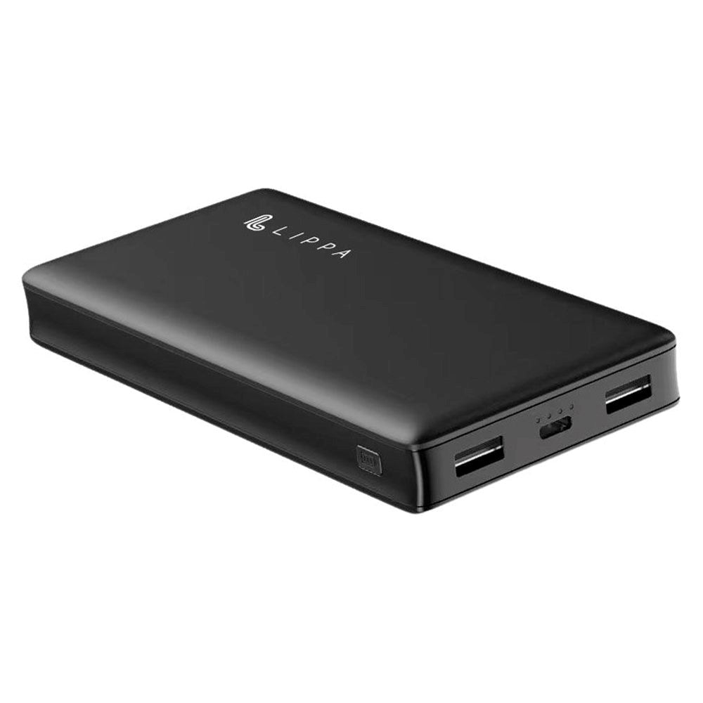 Lippa 18W Powerbank with 2 x USB-A & 1 x USB-C - 20,000 mAh - Black