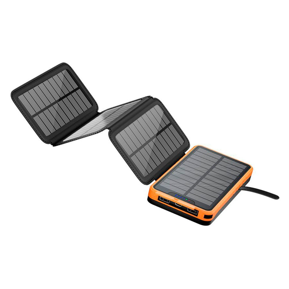 Lippa Foldable Solar PowerBank 10,000 mAh 10.5W 2 x USB-A w. Light - Black / Orange