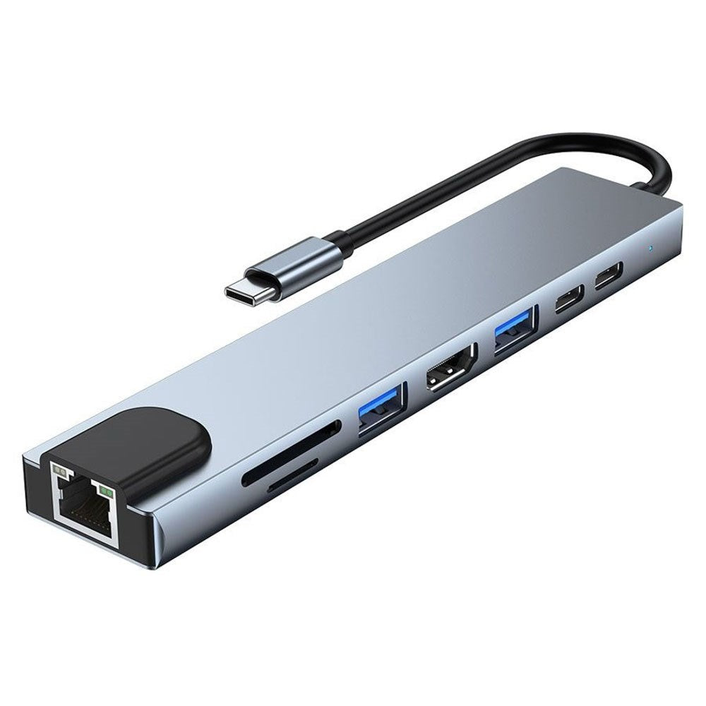 Lippa 8-in-1 87W Multiport USB-C Hub - Silver
