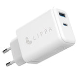 Lippa PD 65W Wall Charger GaN w. 1 x USB-C & 1 x USB-A - White