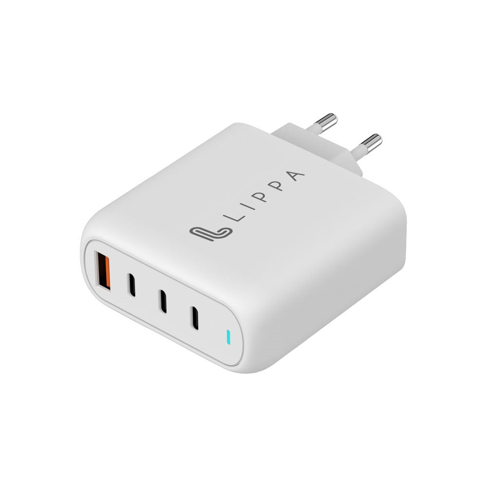 Lippa PD 100W Wall Charger GaN w. 3 x USB-C & 1 x USB-A - White