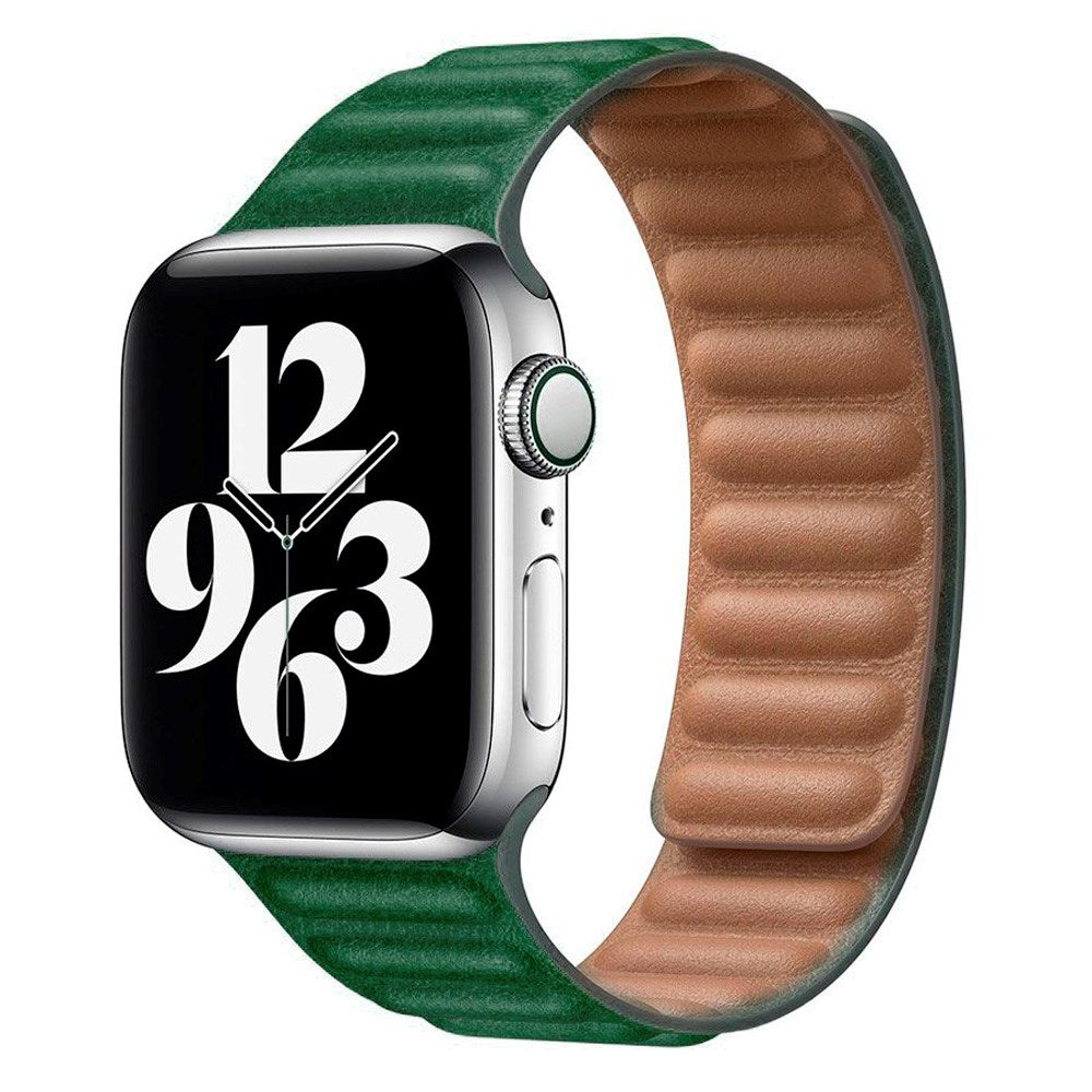 Lippa Apple Watch (38/40/SE/41/42mm) Magnetic Leather Strap - Dark Green