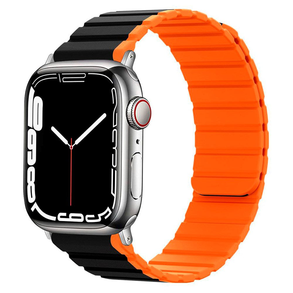 Lippa Apple Watch (42/44/SE/45/46/49mm) Magnetic Silicone Multi Strap - Black  / Orange